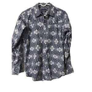 Patagonia Blue Gray Design Long Sleeve Pearl Snap Shirt Size Small